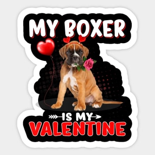 Cutes My Boxer Is My Valentine Heart Dog On Valentine_s Day Sticker